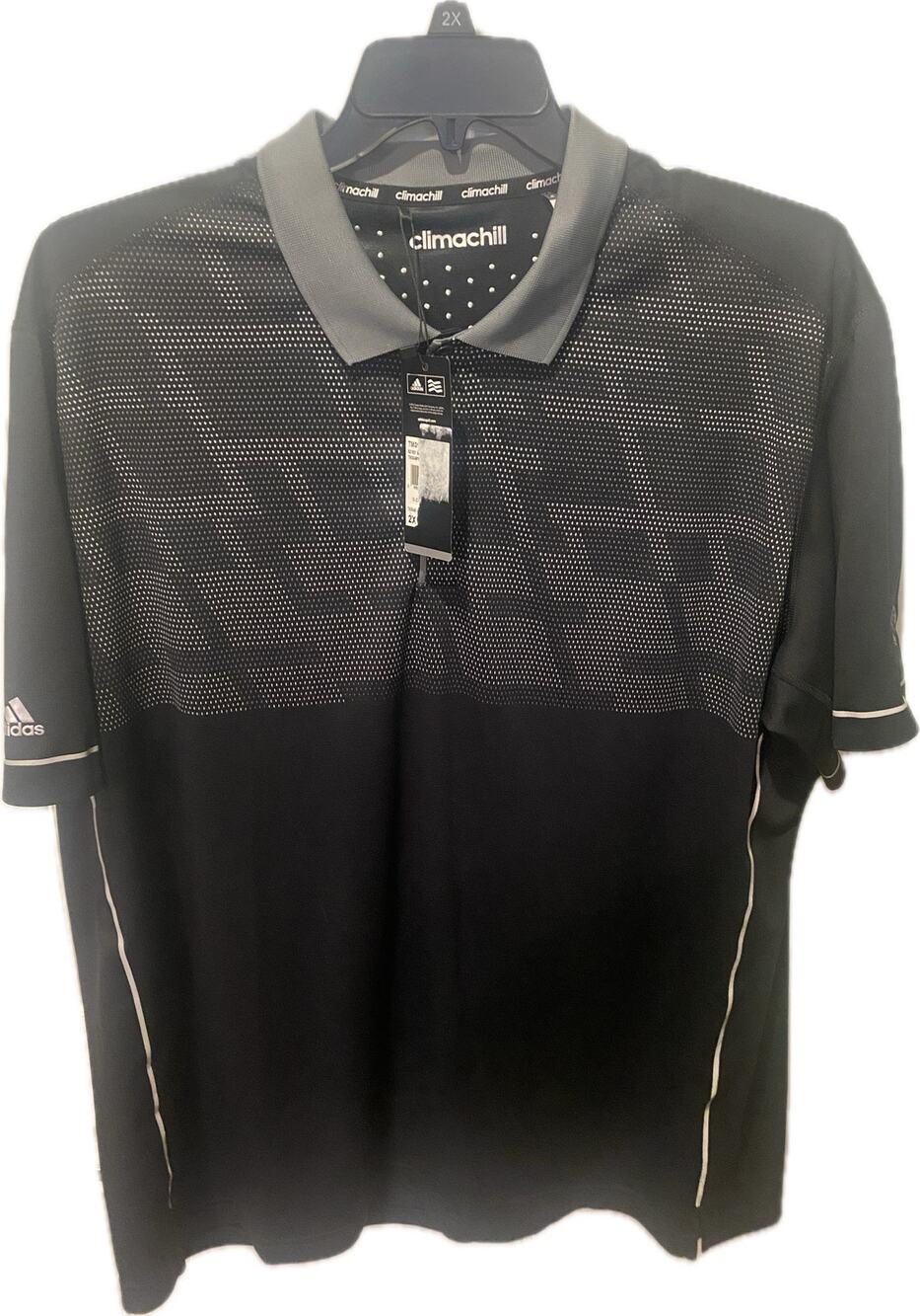NWT Adidas Golf Climachill Polo Shirt Mens 2XL Gray Black Patterned
